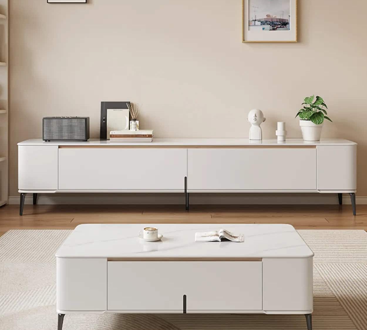 Modern Minimalist White Tv Stand With Storage 1