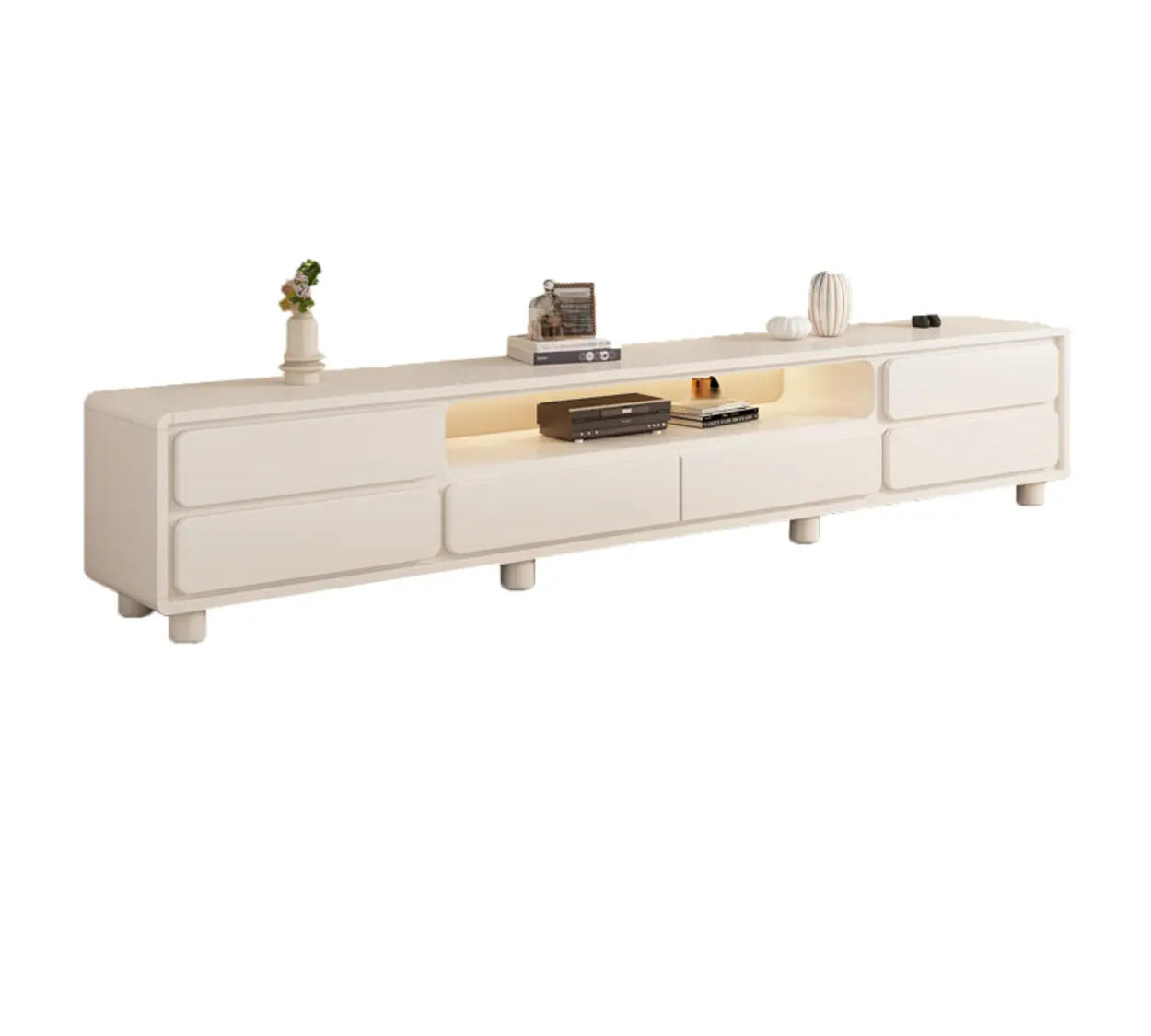 Modern Minimalist White Tv Stand With Storage Drawers 2