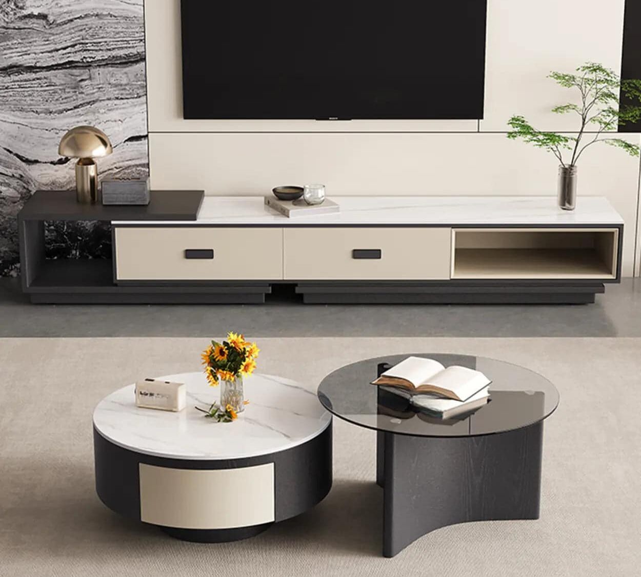 modern-rectangle-marble-top-tv-stand-with-drawers-1 Modern Rectangle Marble Top Tv Stand With Drawers 1