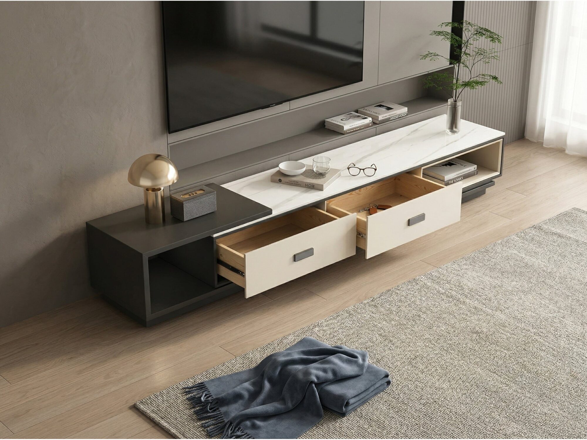 modern-rectangle-marble-top-tv-stand-with-drawers-6 Modern Rectangle Marble Top Tv Stand With Drawers 6