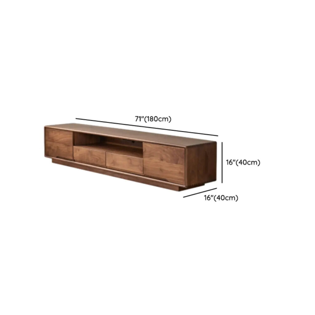 Modern Walnut Wood Tv Stand With Storage Cabinets 11