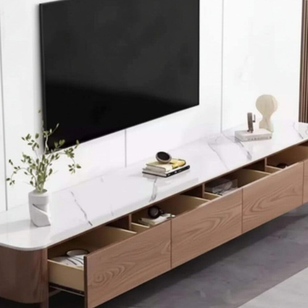 modern-wood-tv-stand-with-marble-top-and-storage-drawers-1 Modern Wood Tv Stand With Marble Top And Storage Drawers 1
