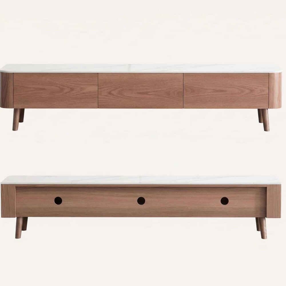 modern-wood-tv-stand-with-marble-top-and-storage-drawers-2 Modern Wood Tv Stand With Marble Top And Storage Drawers 2