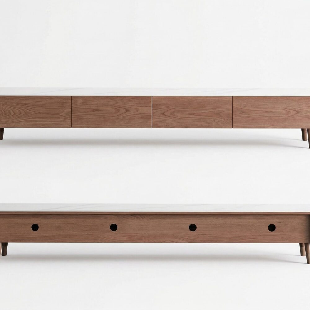 modern-wood-tv-stand-with-marble-top-and-storage-drawers-3 Modern Wood Tv Stand With Marble Top And Storage Drawers 3