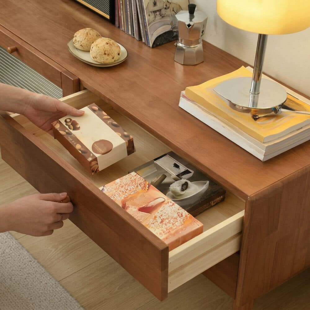 Nut-Brown Oak Medium Wood Tone TV Stand with Storage - resized - 相册图 #11 Nut-Brown Oak Medium Wood Tone TV Stand with Storage 相册图 #11 resized