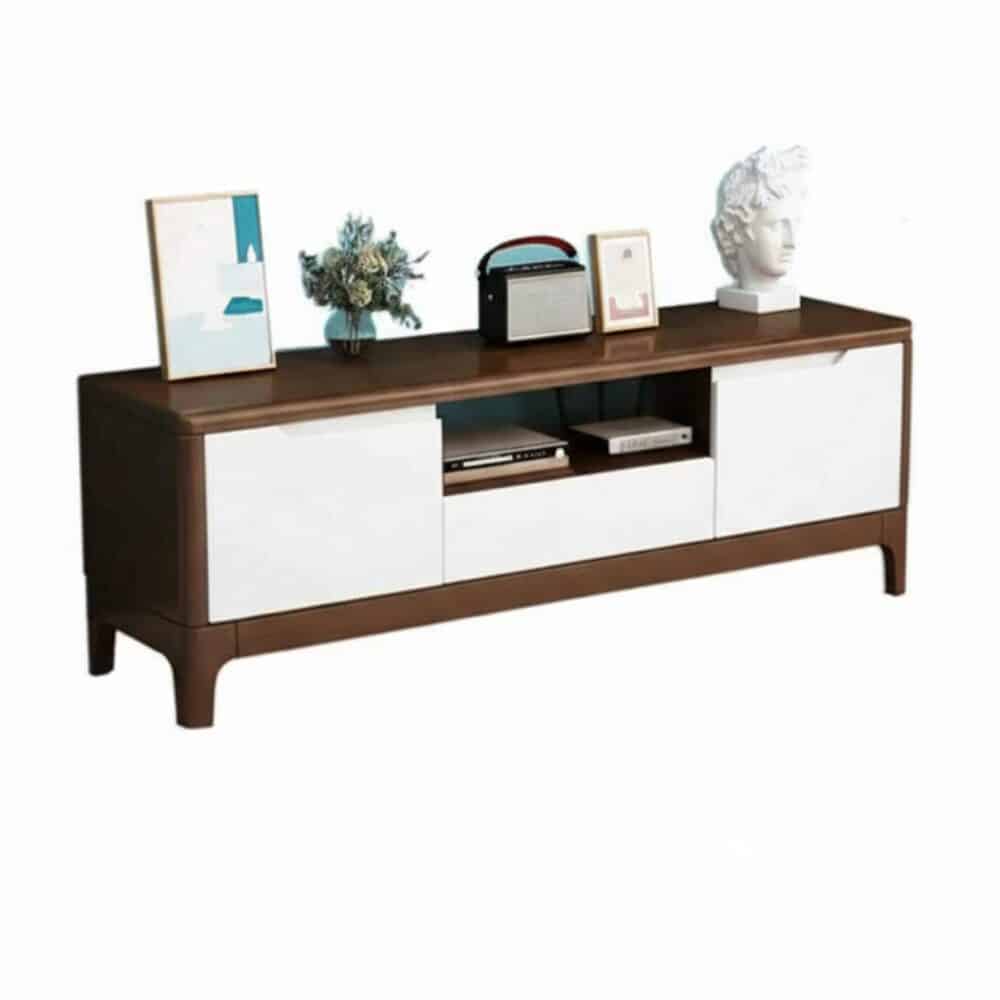 nut-brown-rubberwood-tv-stand-with-shelves-cabinet-10 Nut Brown Rubberwood Tv Stand With Shelves Cabinet 10