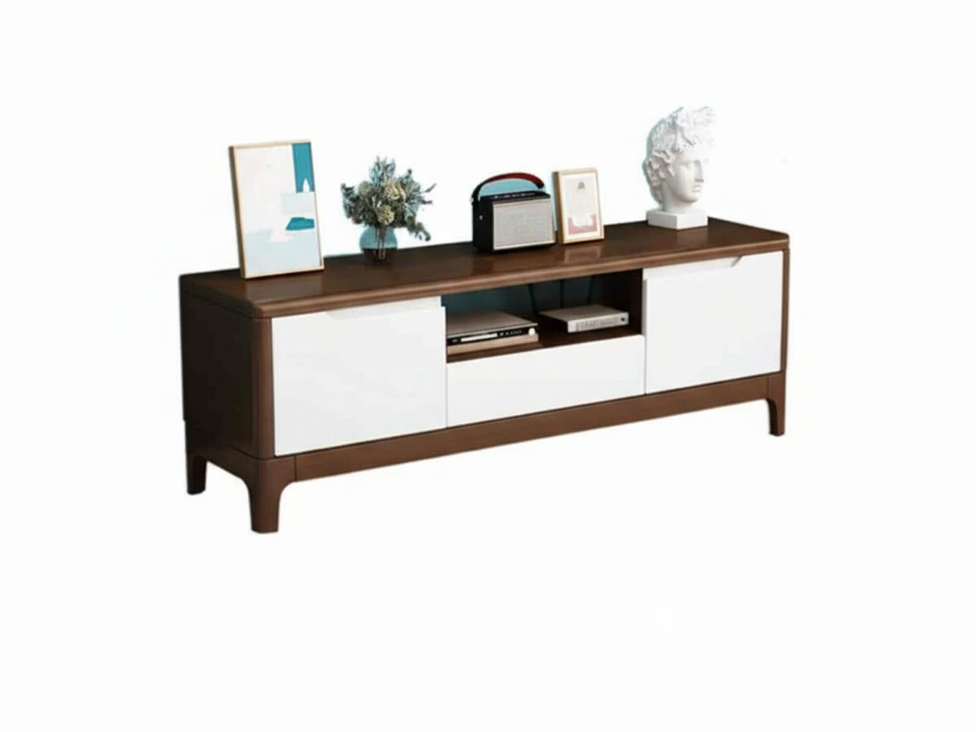 nut-brown-rubberwood-tv-stand-with-shelves-cabinet-10 Nut Brown Rubberwood Tv Stand With Shelves Cabinet 10