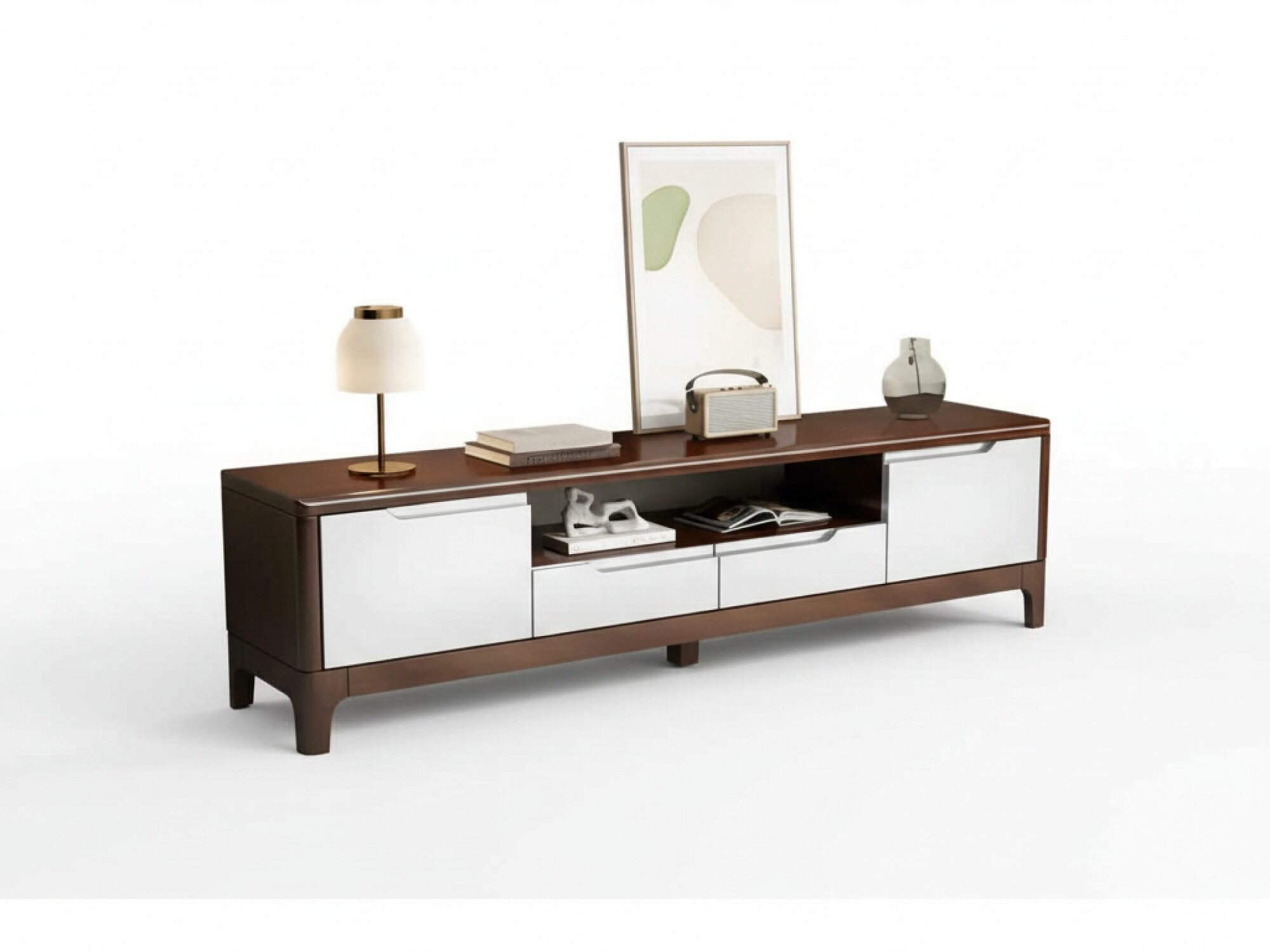 nut-brown-rubberwood-tv-stand-with-shelves-cabinet-12 Nut Brown Rubberwood Tv Stand With Shelves Cabinet 12