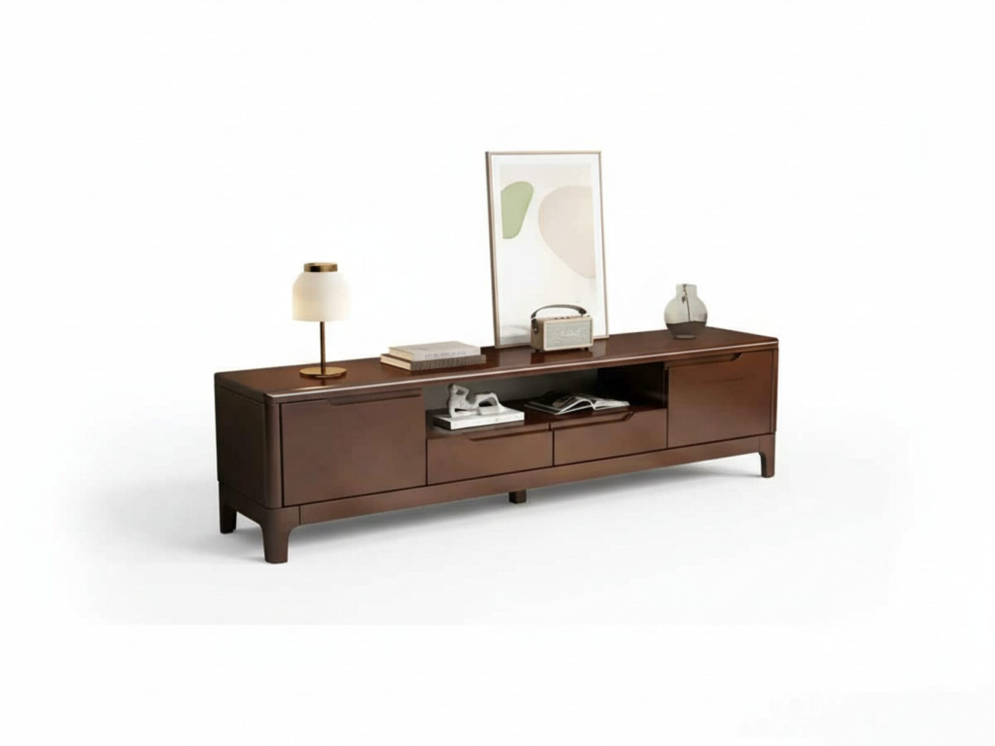 nut-brown-rubberwood-tv-stand-with-shelves-cabinet-13 Nut Brown Rubberwood Tv Stand With Shelves Cabinet 13