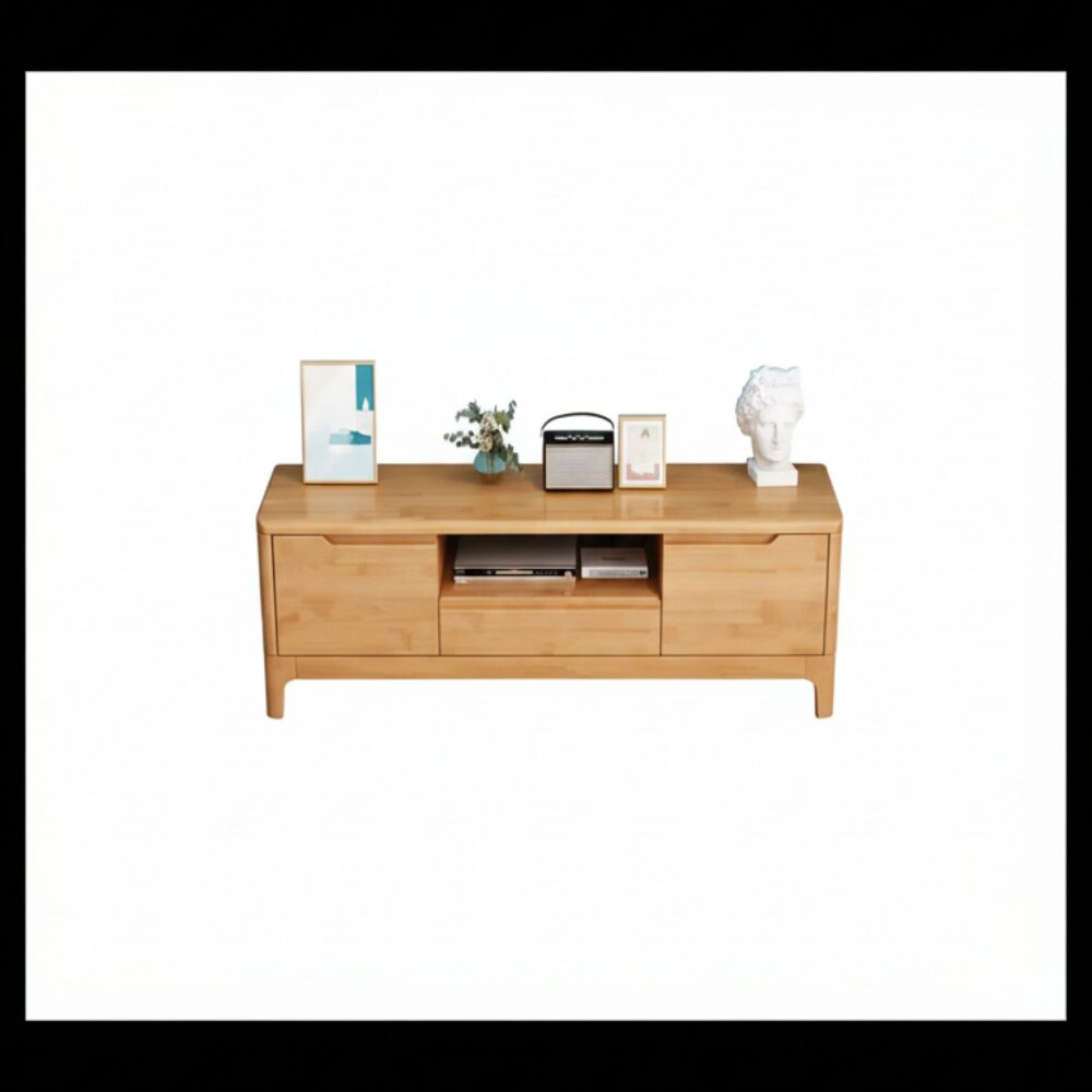 nut-brown-rubberwood-tv-stand-with-shelves-cabinet-2 Nut Brown Rubberwood Tv Stand With Shelves Cabinet 2