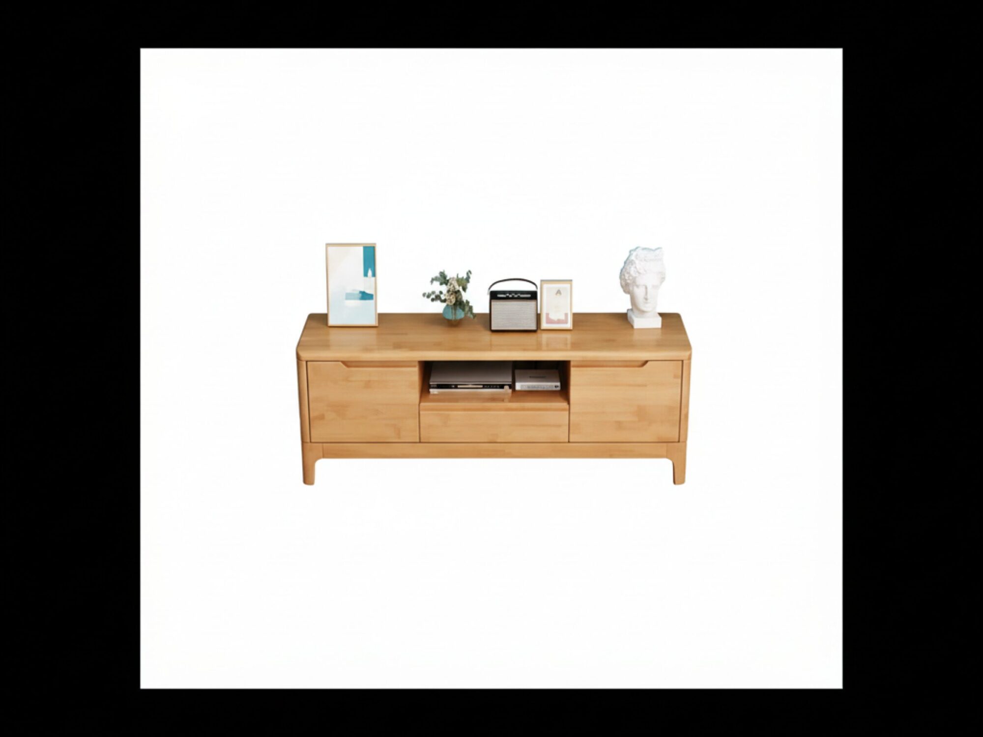 nut-brown-rubberwood-tv-stand-with-shelves-cabinet-2 Nut Brown Rubberwood Tv Stand With Shelves Cabinet 2