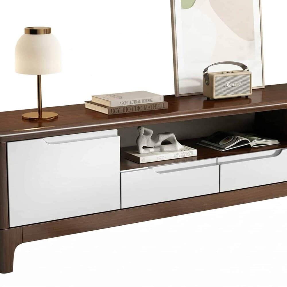 nut-brown-rubberwood-tv-stand-with-shelves-cabinet-24 Nut Brown Rubberwood Tv Stand With Shelves Cabinet 24