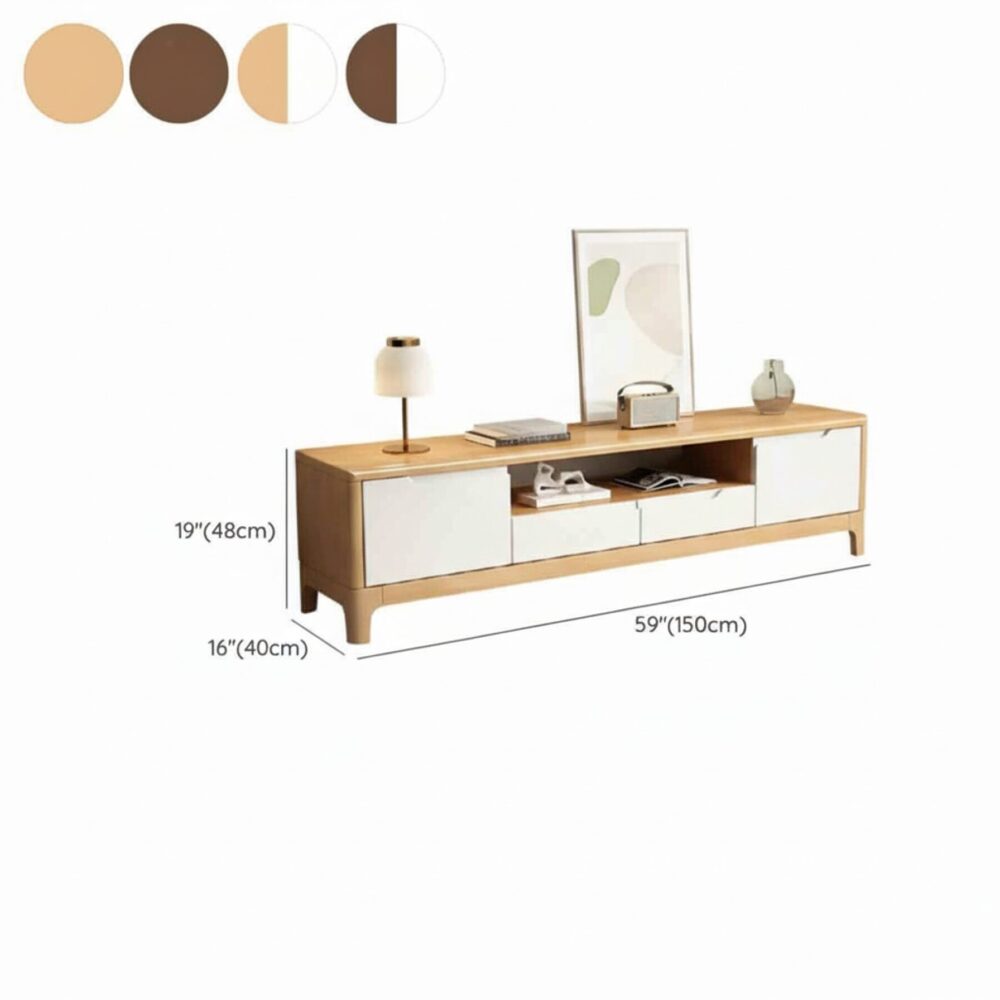 nut-brown-rubberwood-tv-stand-with-shelves-cabinet-27 Nut Brown Rubberwood Tv Stand With Shelves Cabinet 27