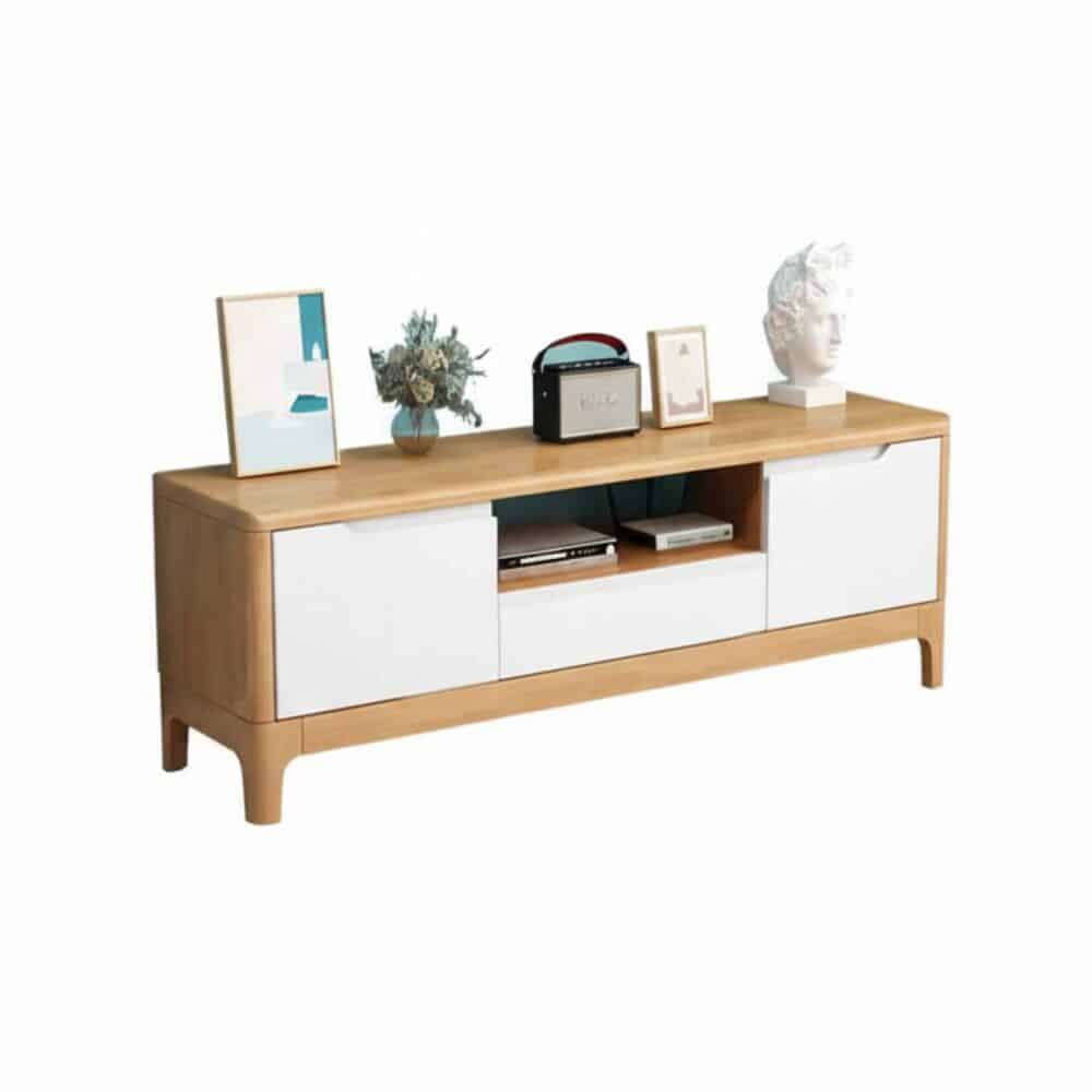 nut-brown-rubberwood-tv-stand-with-shelves-cabinet-5 Nut Brown Rubberwood Tv Stand With Shelves Cabinet 5