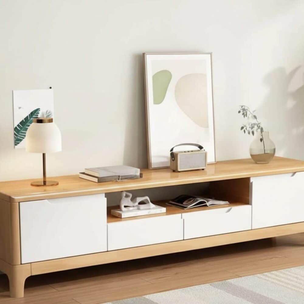 nut-brown-rubberwood-tv-stand-with-shelves-cabinet-7 Nut Brown Rubberwood Tv Stand With Shelves Cabinet 7