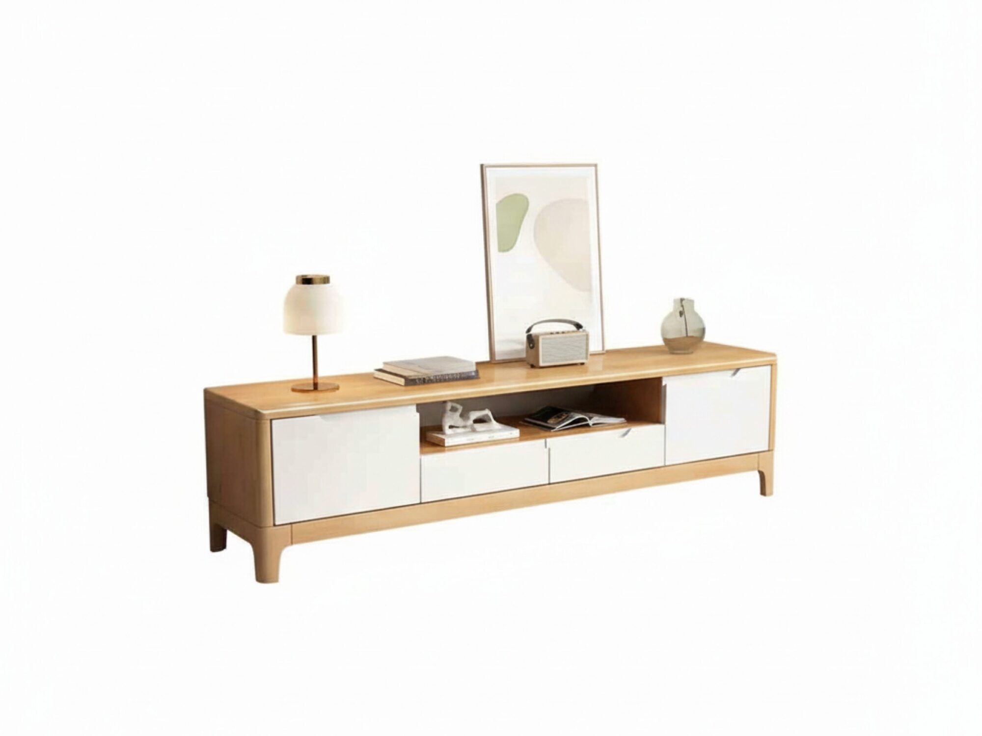 nut-brown-rubberwood-tv-stand-with-shelves-cabinet-8 Nut Brown Rubberwood Tv Stand With Shelves Cabinet 8