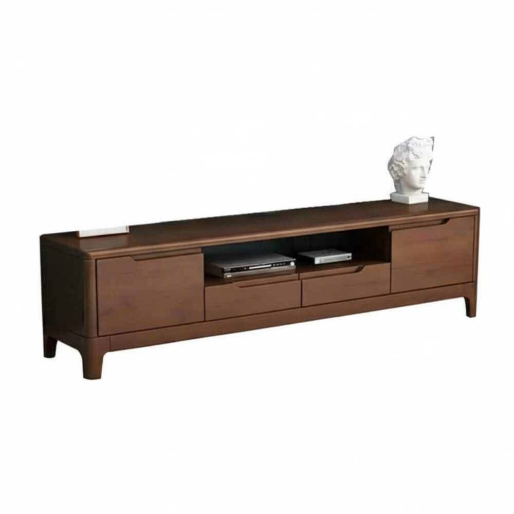 nut-brown-rubberwood-tv-stand-with-shelves-cabinet-9 Nut Brown Rubberwood Tv Stand With Shelves Cabinet 9