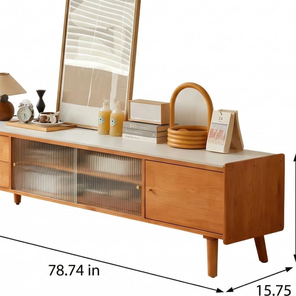 Nut-Brown Wood Drawers Open Storage TV Stand with Legs - dimensions - 相册图 #17 2 Nut-Brown Wood Drawers Open Storage TV Stand with Legs 相册图 #17 dimensions