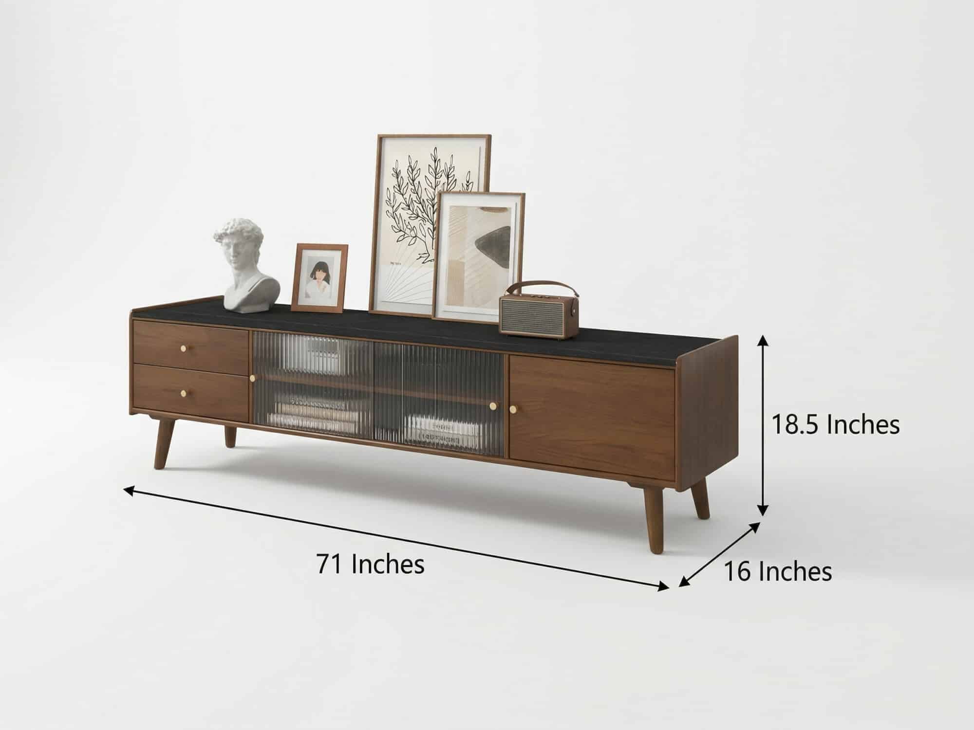 Nut-Brown Wood Drawers Open Storage TV Stand with Legs - dimensions - 相册图 #19 Nut-Brown Wood Drawers Open Storage TV Stand with Legs 相册图 #19 dimensions