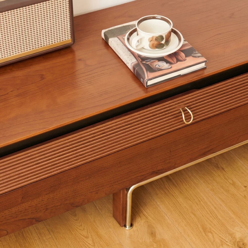 Retro Rectangular Cherry Wood Living Room TV Stand Brown - resized - 相册图 #8 Retro Rectangular Cherry Wood Living Room TV Stand Brown 相册图 #8 resized