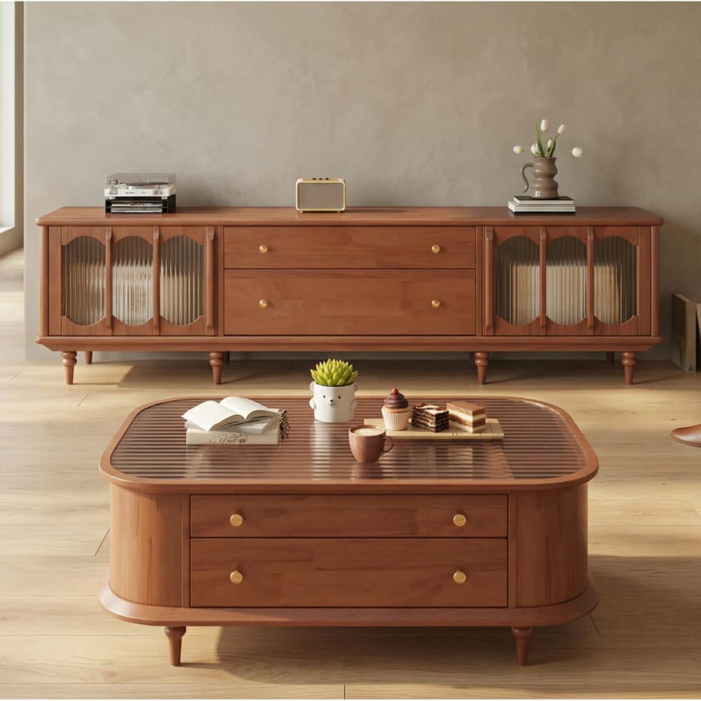 Rustic Black Wood Drawers Cabinet Long TV Stand - scene - 相册图 #3 Rustic Black Wood Drawers Cabinet Long TV Stand 相册图 #3 scene