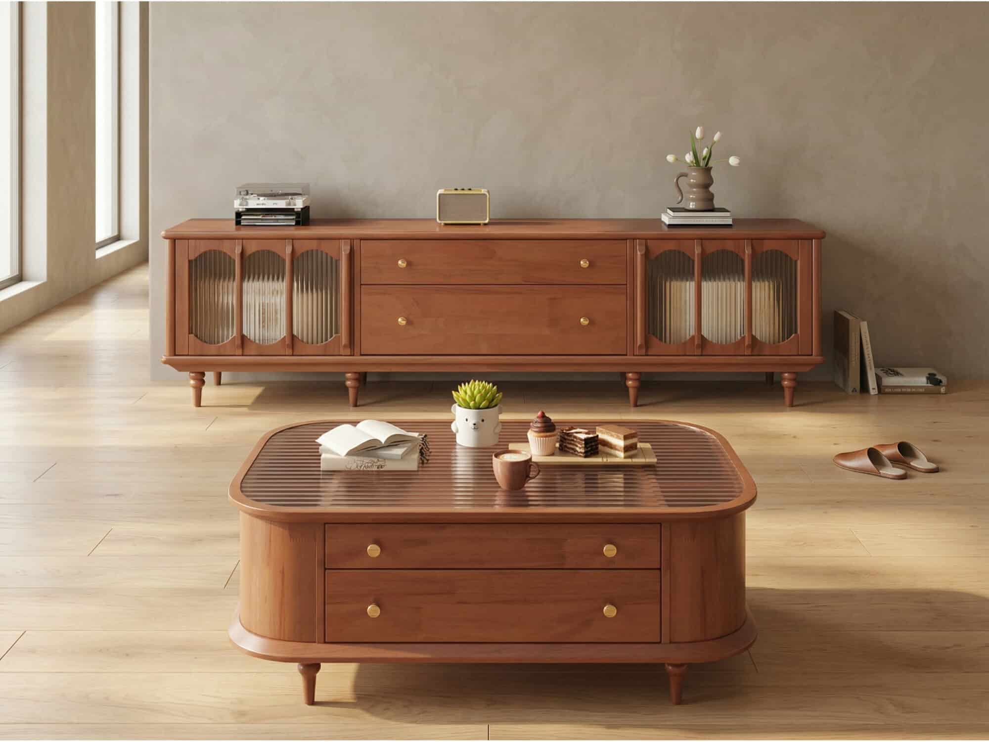 Rustic Black Wood Drawers Cabinet Long TV Stand - scene - 相册图 #3 Rustic Black Wood Drawers Cabinet Long TV Stand 相册图 #3 scene