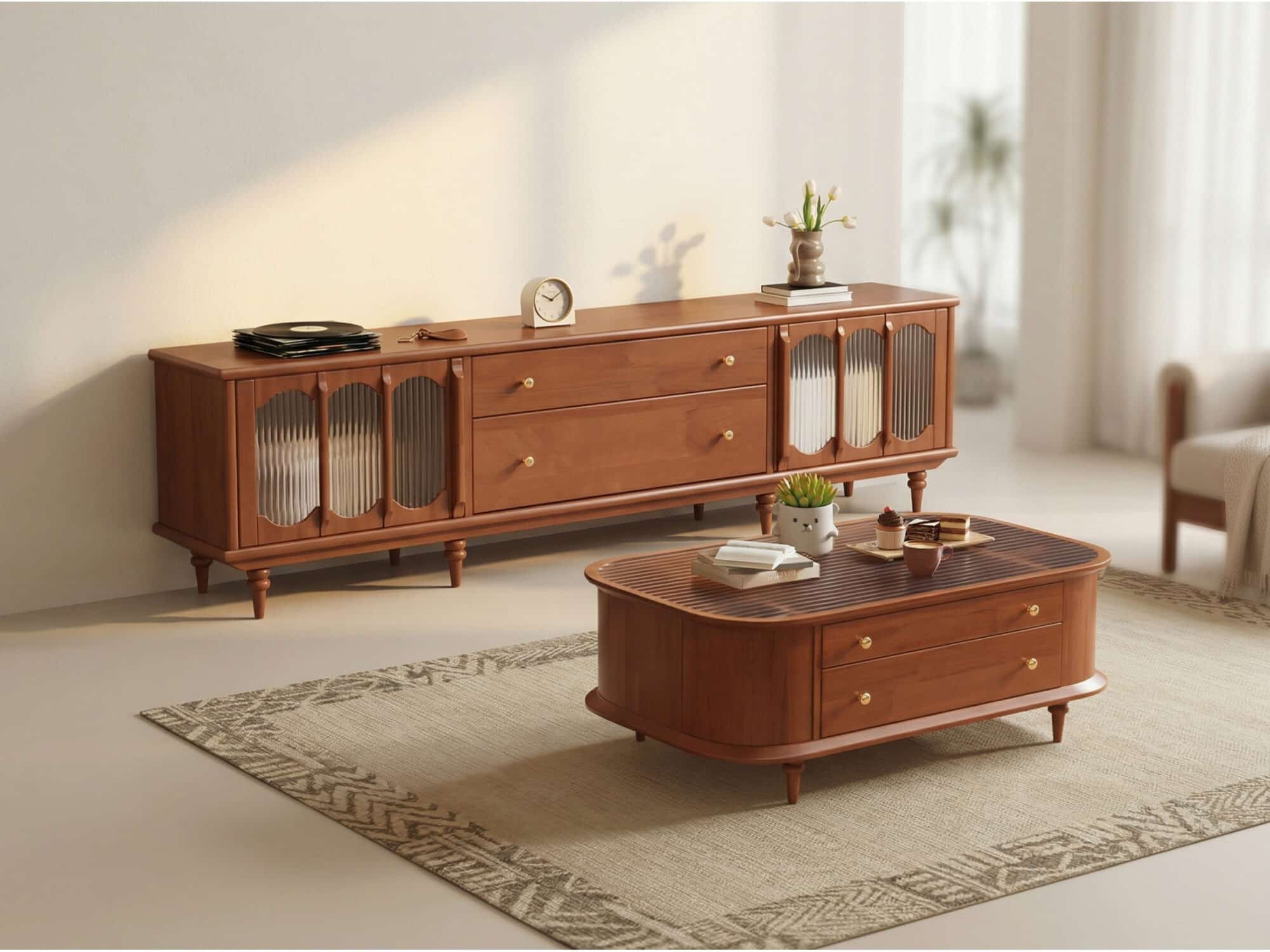 Rustic Black Wood Drawers Cabinet Long TV Stand - scene - 相册图 #5 Rustic Black Wood Drawers Cabinet Long TV Stand 相册图 #5 scene