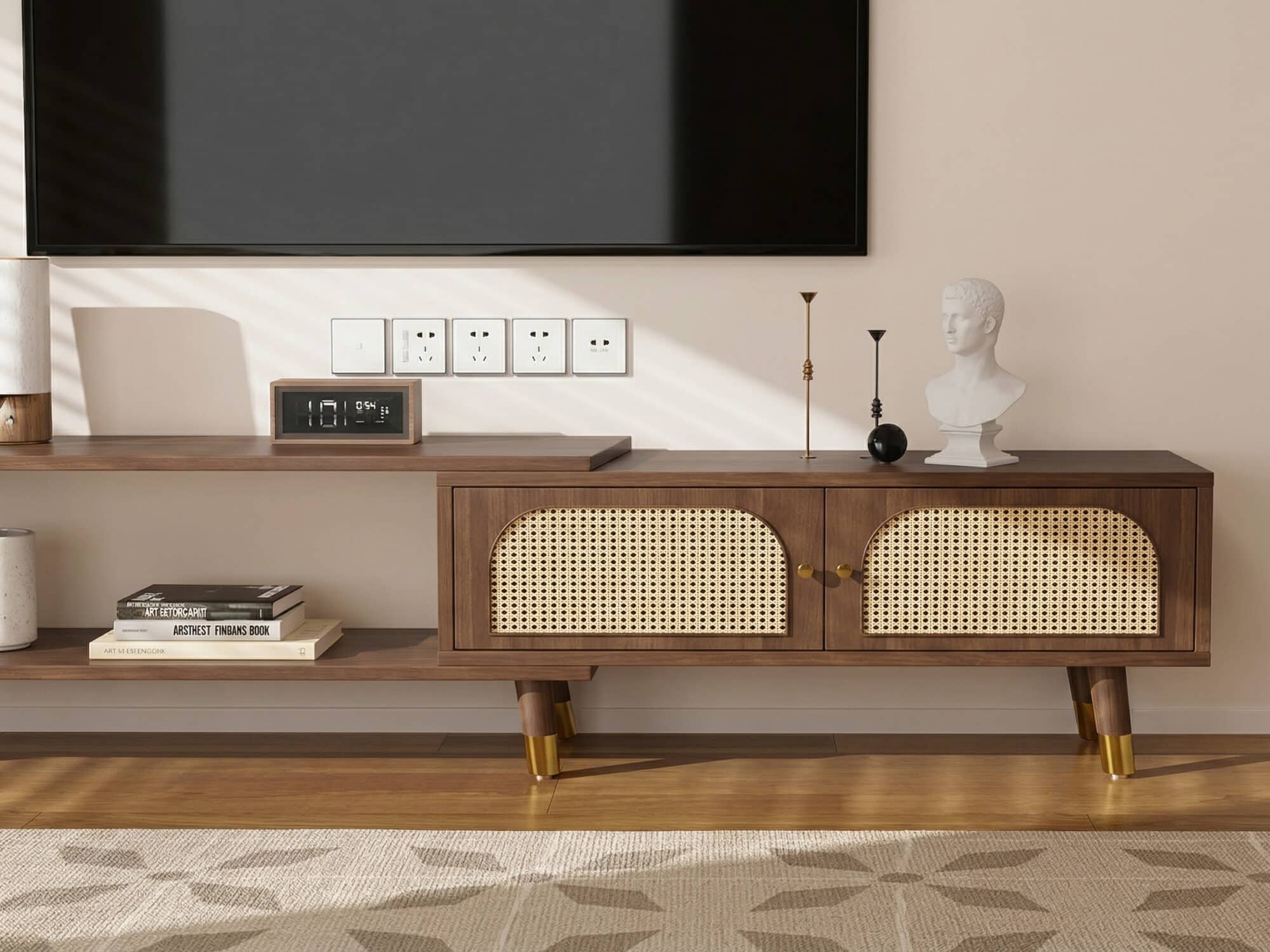 Scandinavian Black Rectangle Shelves Cabinet TV Stand - resized - 相册图 #8 Scandinavian Black Rectangle Shelves Cabinet TV Stand 相册图 #8 resized