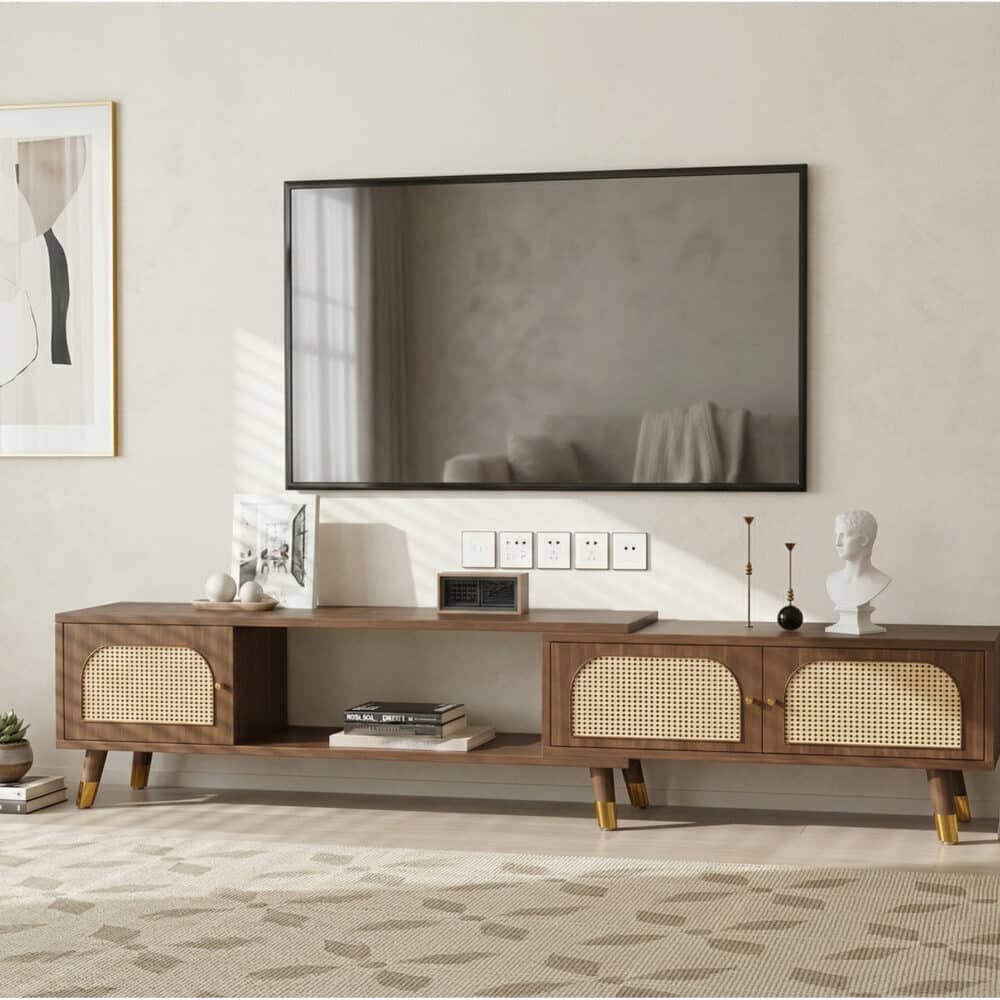 Scandinavian Black Rectangle Shelves Cabinet TV Stand - scene - 相册图 #1 Scandinavian Black Rectangle Shelves Cabinet TV Stand 相册图 #1 scene