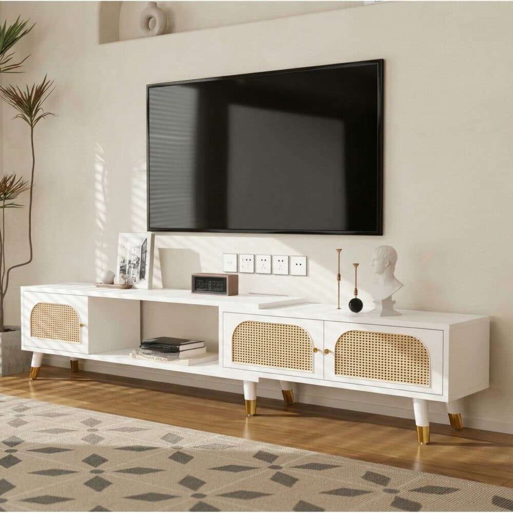 Scandinavian Black Rectangle Shelves Cabinet TV Stand - scene - 相册图 #4 Scandinavian Black Rectangle Shelves Cabinet TV Stand 相册图 #4 scene