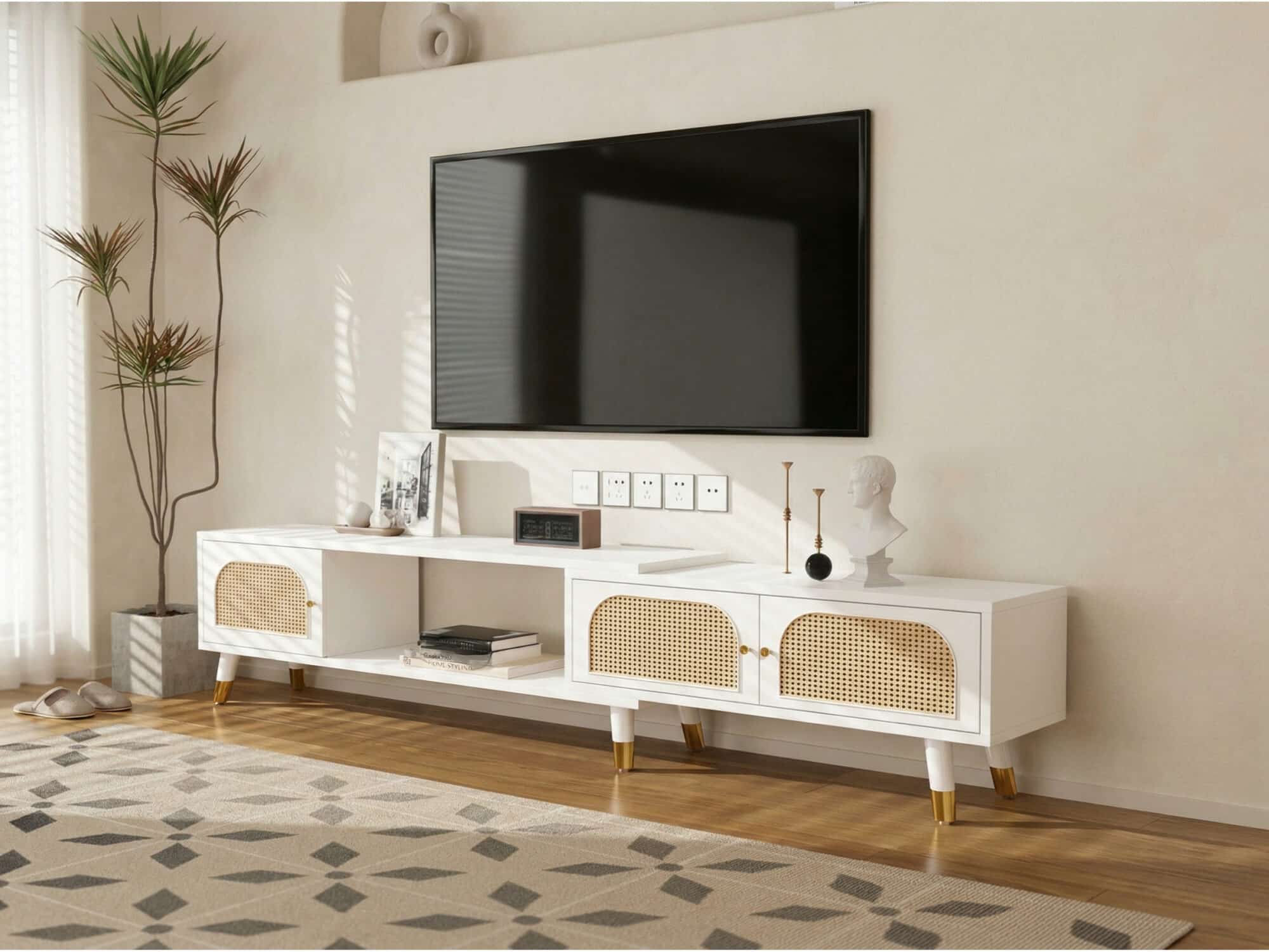 Scandinavian Black Rectangle Shelves Cabinet TV Stand - scene - 相册图 #4 Scandinavian Black Rectangle Shelves Cabinet TV Stand 相册图 #4 scene