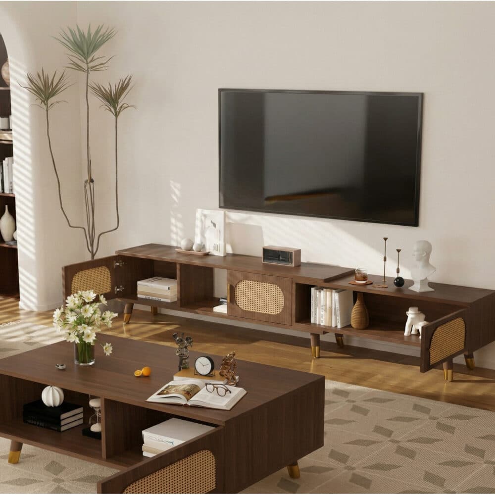 Scandinavian Black Rectangle Shelves Cabinet TV Stand - scene - 相册图 #6 Scandinavian Black Rectangle Shelves Cabinet TV Stand 相册图 #6 scene