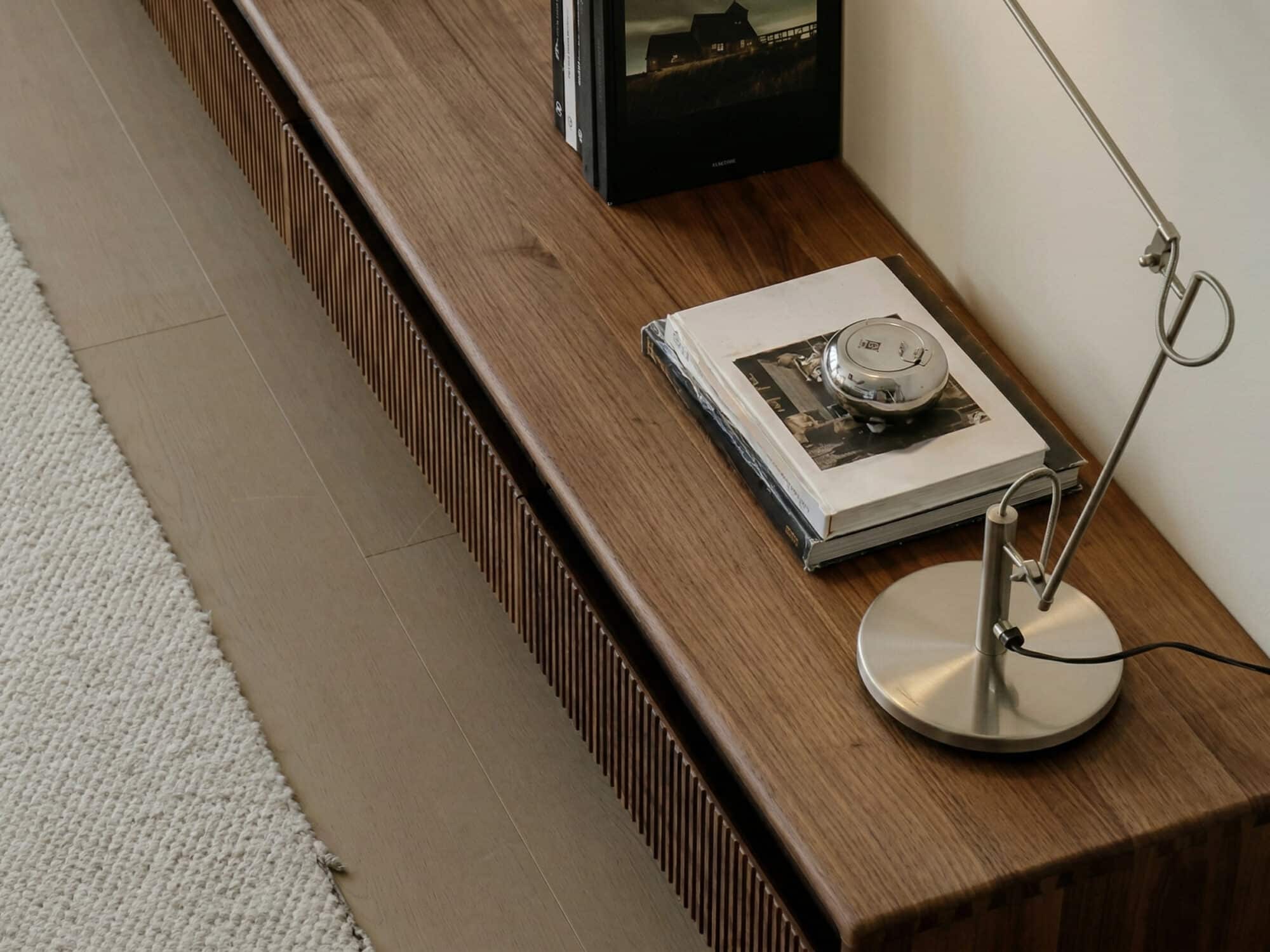 Scandinavian Brown Walnut Long TV Stand with Drawers - resized - 相册图 #3 Scandinavian Brown Walnut Long TV Stand with Drawers 相册图 #3 resized