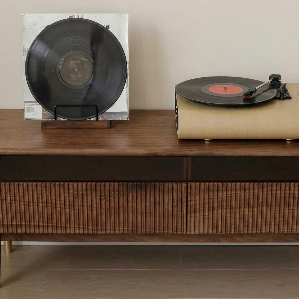 Scandinavian Brown Walnut Long TV Stand with Drawers - resized - 相册图 #5 Scandinavian Brown Walnut Long TV Stand with Drawers 相册图 #5 resized