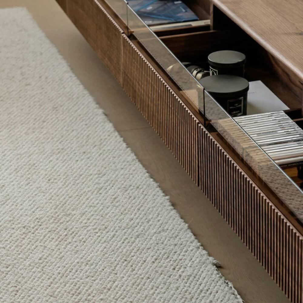 Scandinavian Brown Walnut Long TV Stand with Drawers - resized - 相册图 #9 Scandinavian Brown Walnut Long TV Stand with Drawers 相册图 #9 resized