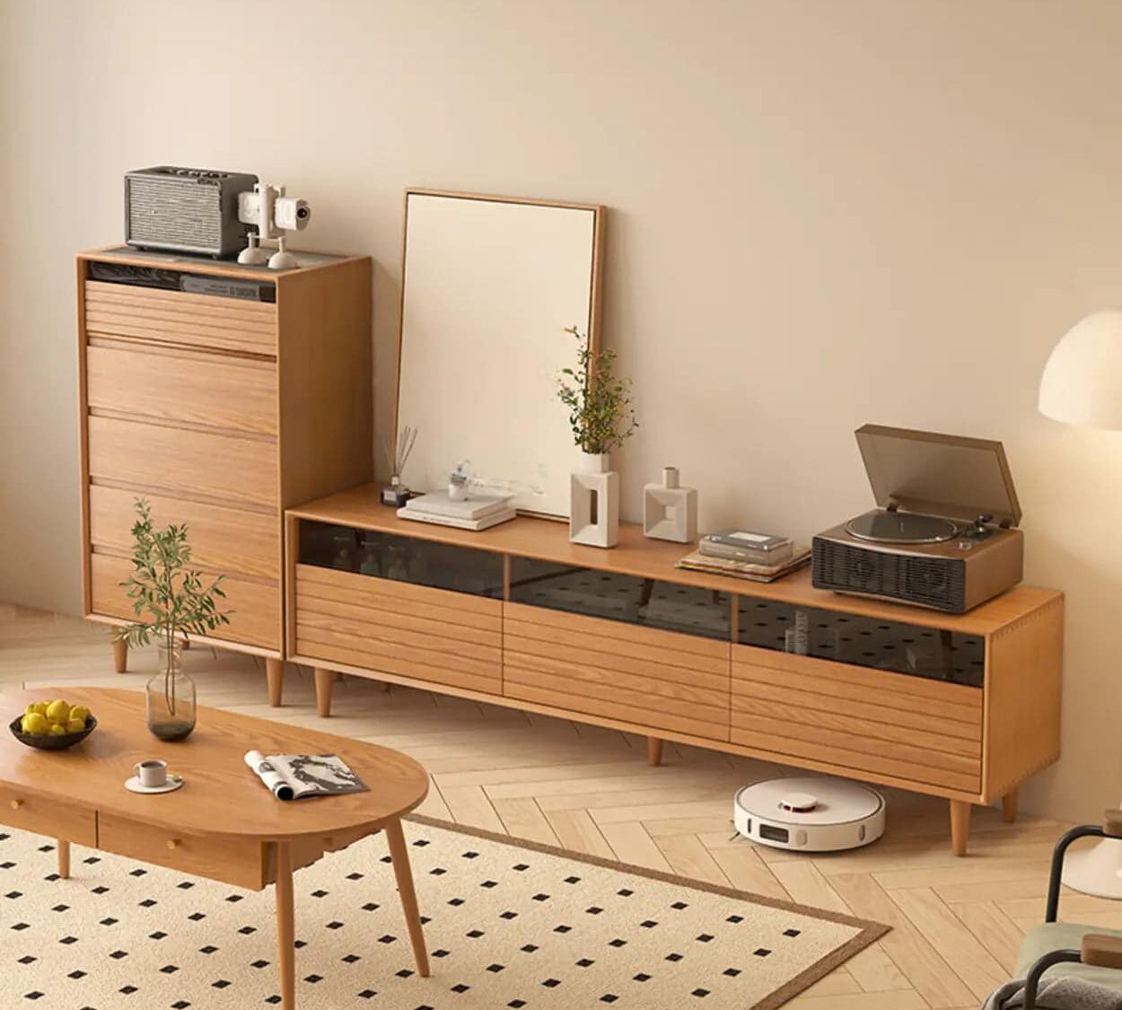 Scandinavian Natural Finish Cherry Drawers Tv Stand 2 F927c62f E2d8 4745 B939 164e994f8d02