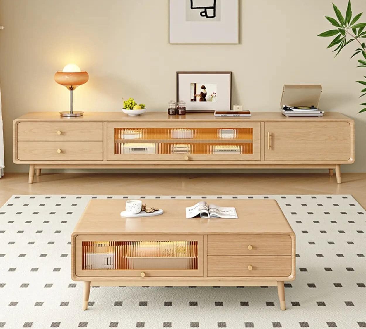 Scandinavian Natural Wood Cabinet Drawers Tv Stand 1