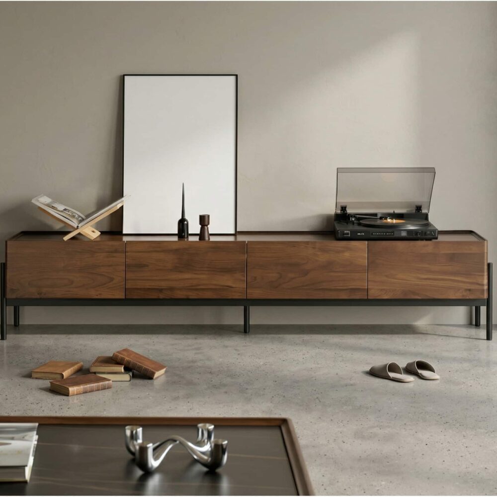 scandinavian-walnut-sideboard-with-drawers-tv-stand-1 Scandinavian Walnut Sideboard With Drawers Tv Stand 1