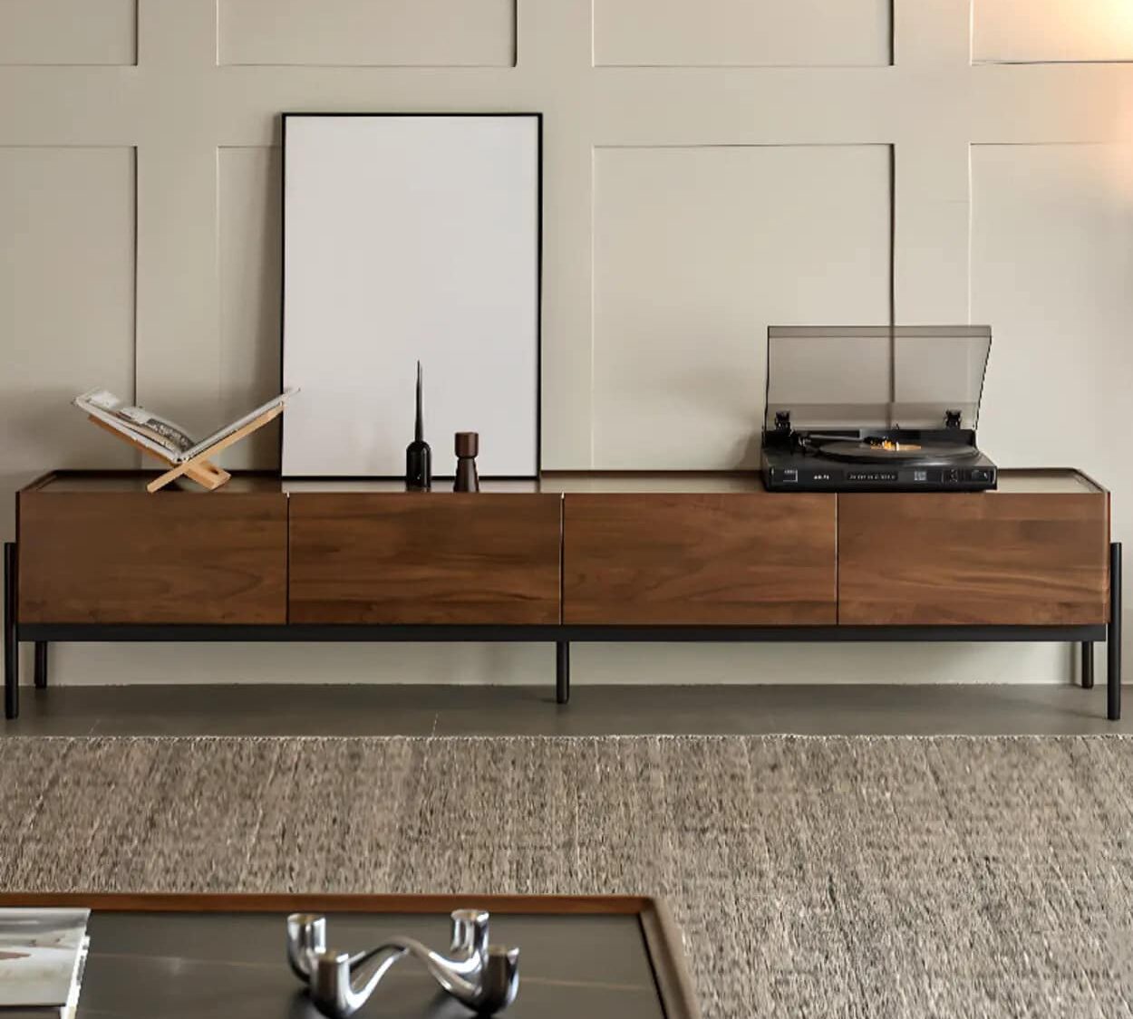 scandinavian-walnut-sideboard-with-drawers-tv-stand-1 Scandinavian Walnut Sideboard With Drawers Tv Stand 1