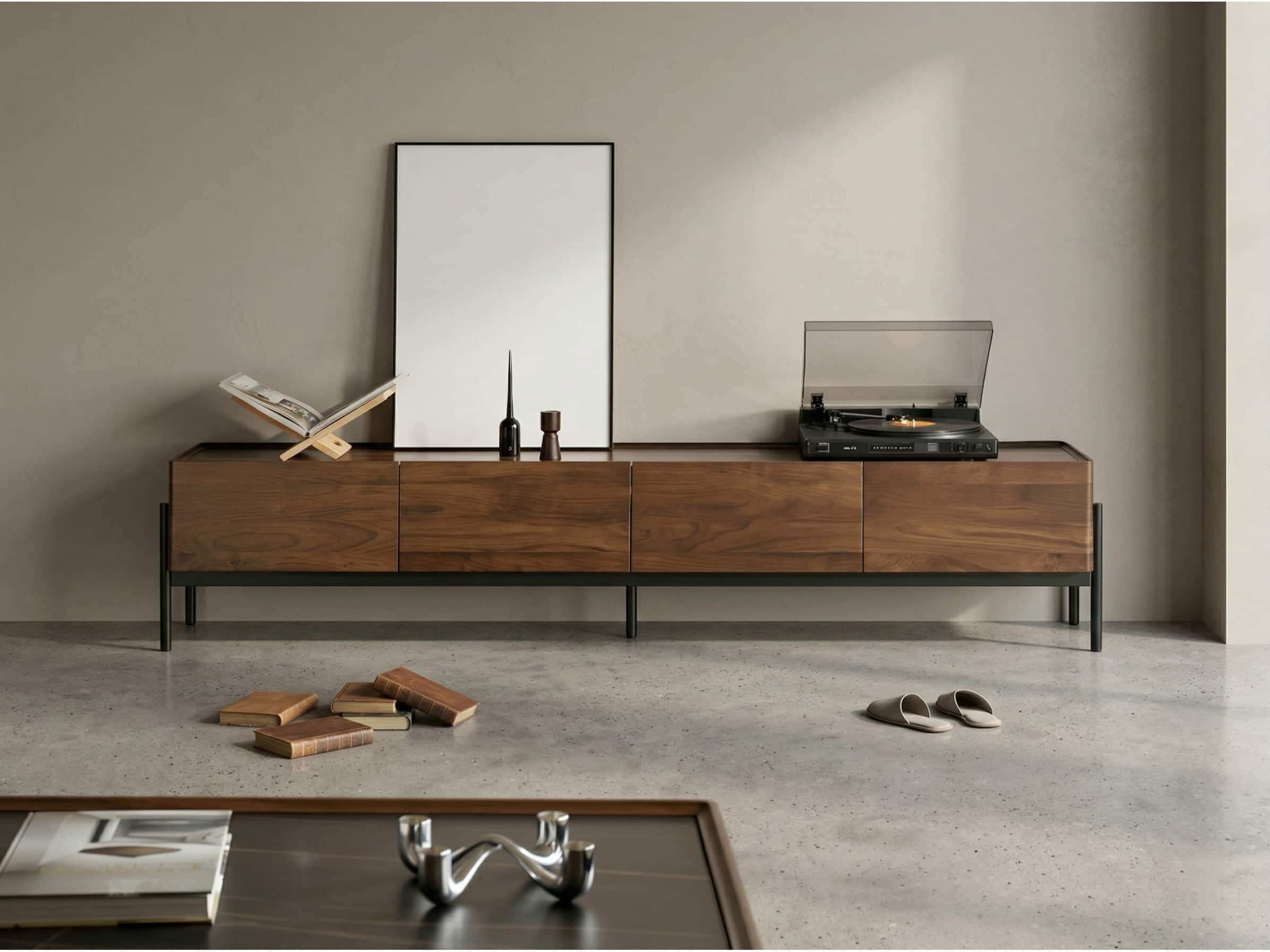 scandinavian-walnut-sideboard-with-drawers-tv-stand-1 Scandinavian Walnut Sideboard With Drawers Tv Stand 1
