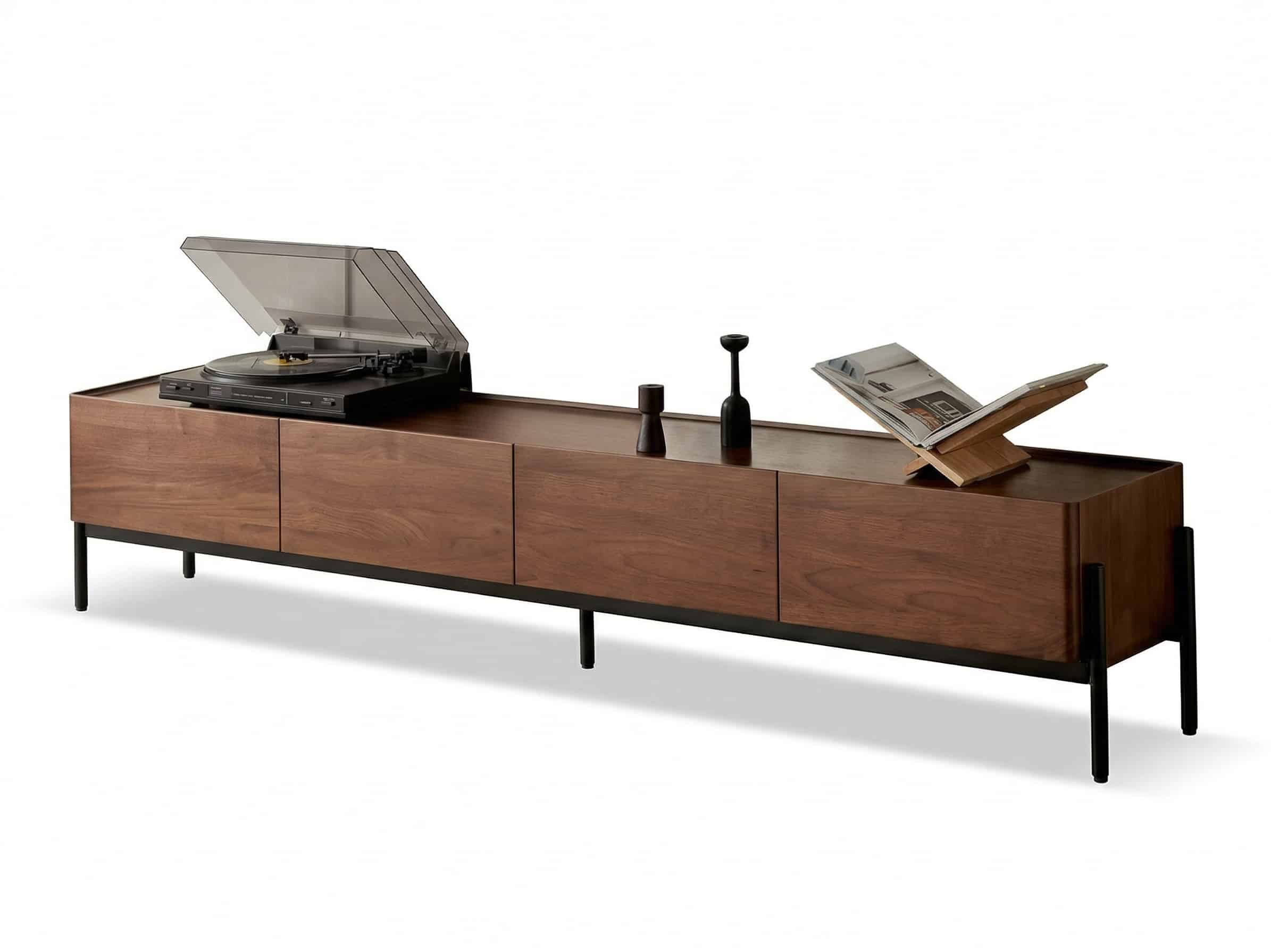 scandinavian-walnut-sideboard-with-drawers-tv-stand-2 Scandinavian Walnut Sideboard With Drawers Tv Stand 2