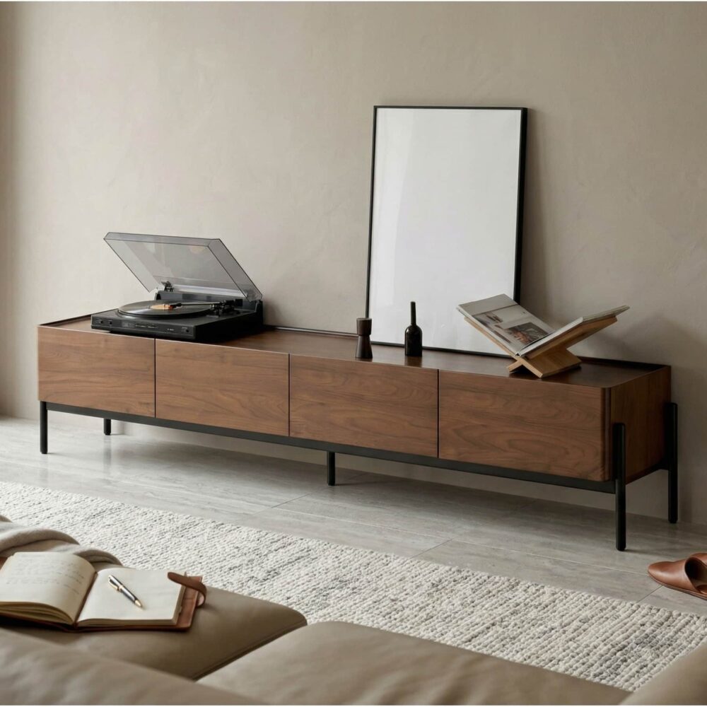 scandinavian-walnut-sideboard-with-drawers-tv-stand-3 Scandinavian Walnut Sideboard With Drawers Tv Stand 3