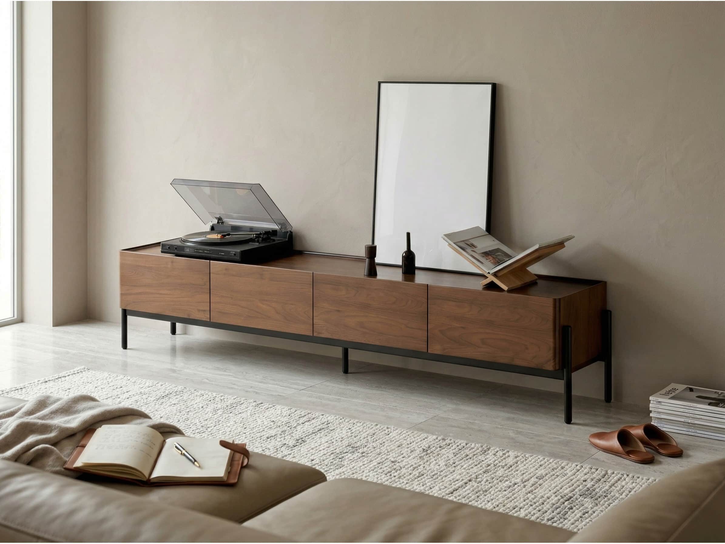 scandinavian-walnut-sideboard-with-drawers-tv-stand-3 Scandinavian Walnut Sideboard With Drawers Tv Stand 3