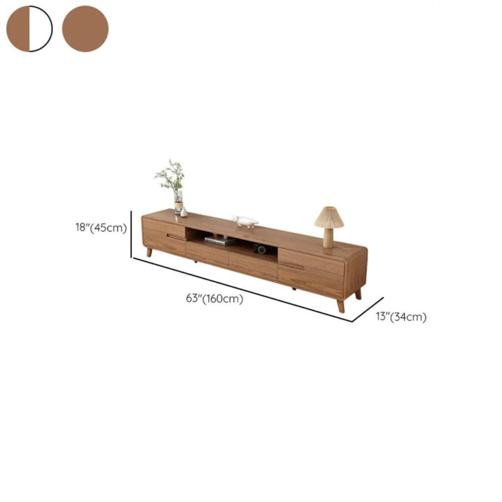 Scandinavian Walnut Wood Tv Stand With Cabinet Storage 11