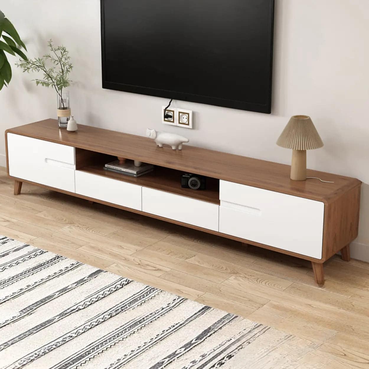 scandinavian-walnut-wood-tv-stand-with-cabinet-storage-2 Scandinavian Walnut Wood Tv Stand With Cabinet Storage 2