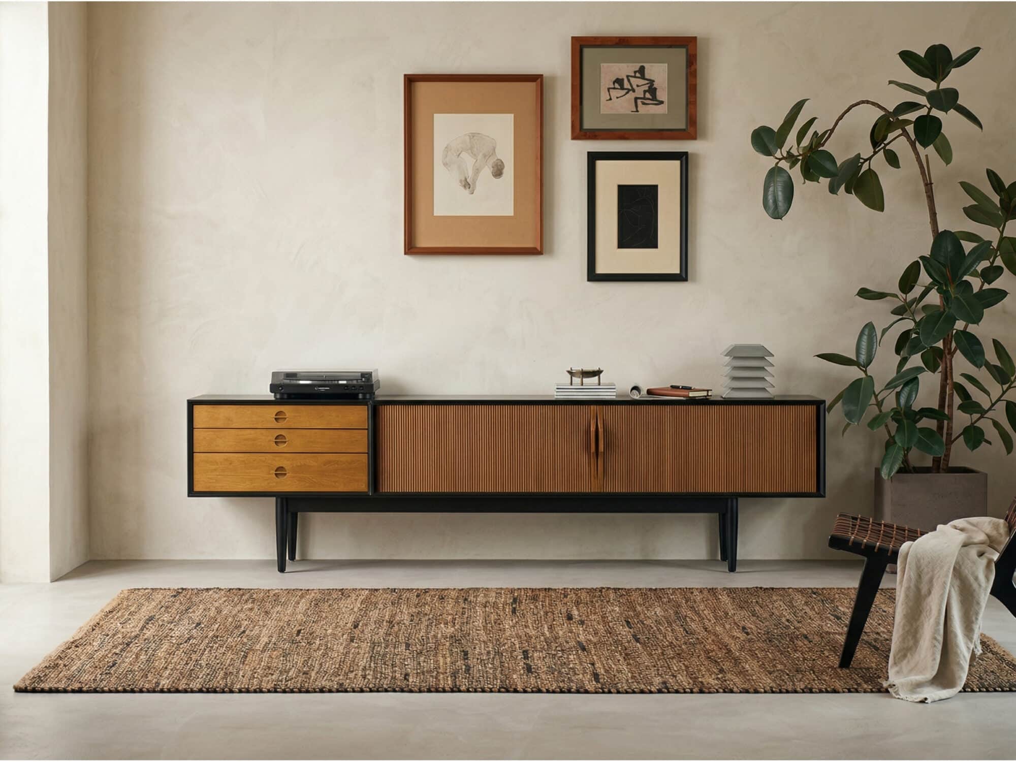 The Retro Walnut TV Stand - scene - 商品主图 The Retro Walnut TV Stand 商品主图 scene