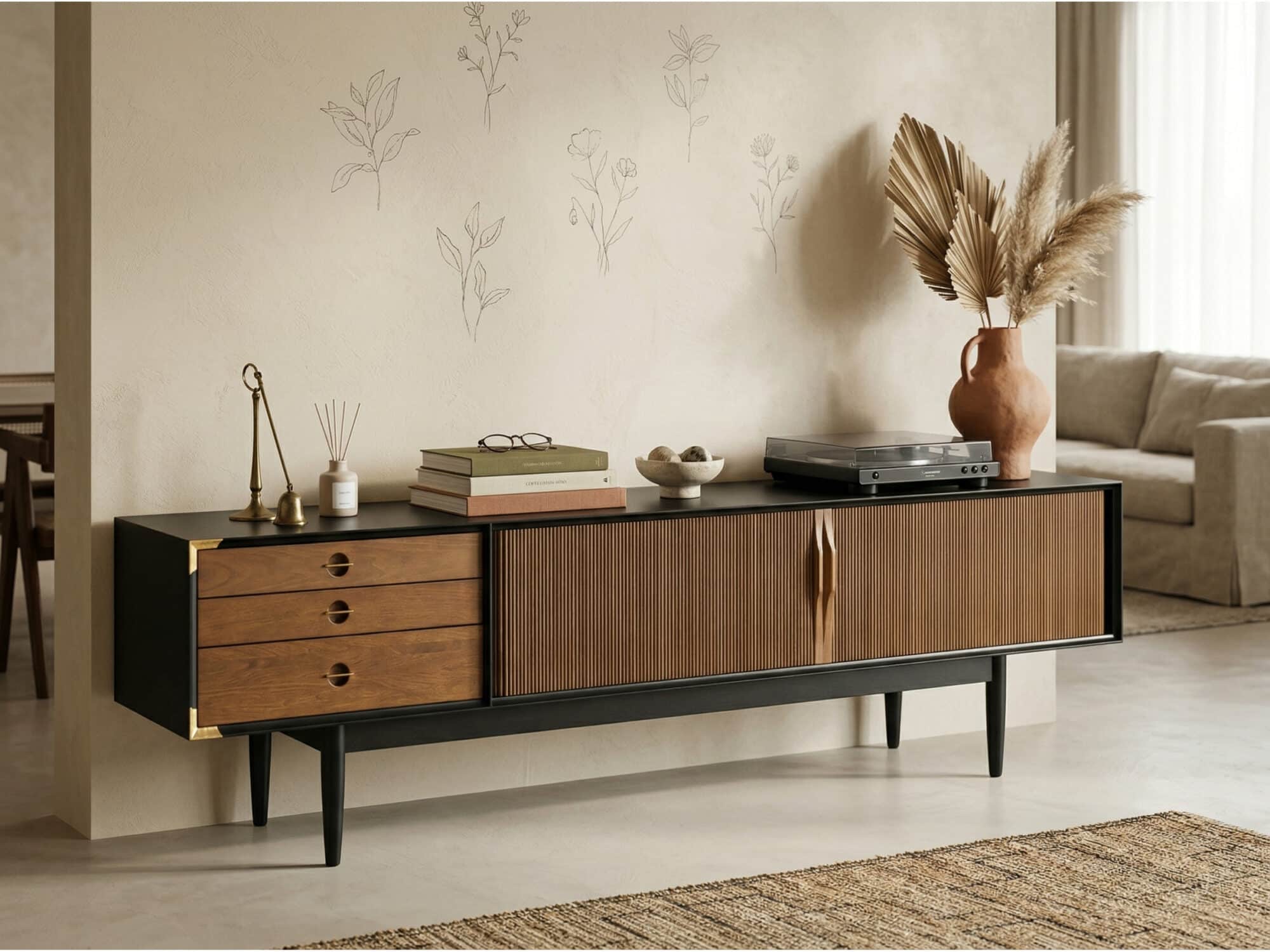 The Retro Walnut TV Stand - scene - 相册图 #2 The Retro Walnut TV Stand 相册图 #2 scene