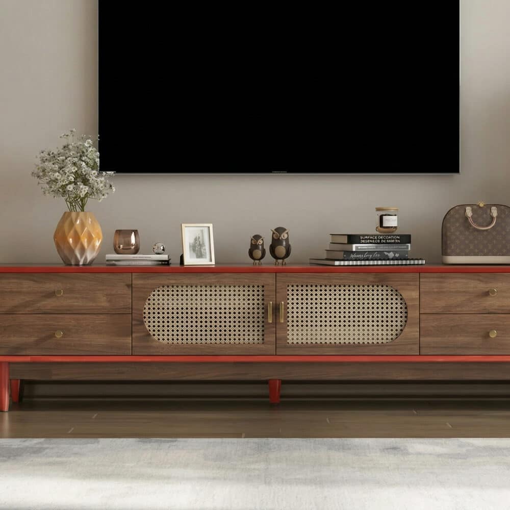 Traditional Brown Rubberwood Ventilated TV Stand - resized - 相册图 #3 Traditional Brown Rubberwood Ventilated TV Stand 相册图 #3 resized