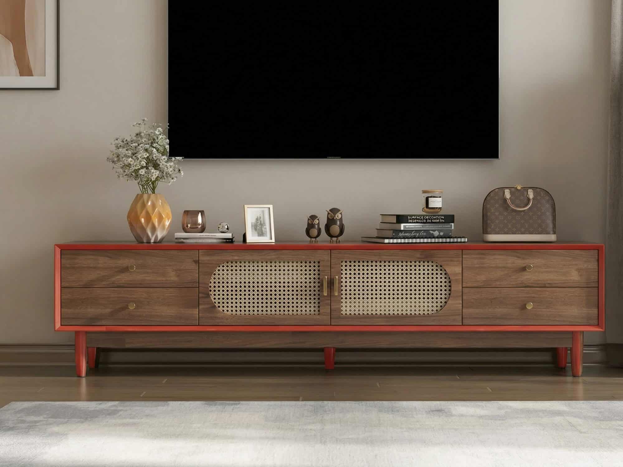 Traditional Brown Rubberwood Ventilated TV Stand - resized - 相册图 #3 Traditional Brown Rubberwood Ventilated TV Stand 相册图 #3 resized