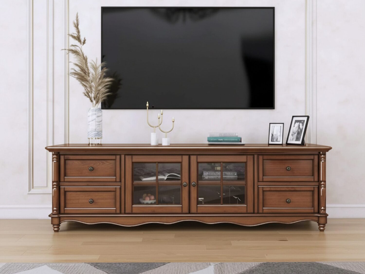 Vintage Brown Wood Rectangle Long Tv Stand With Storage 4 A1a790bb 04a2 45e7 9e51 2fe3481d581b